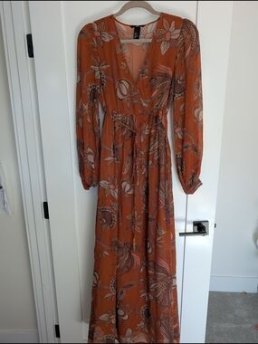 H&M Orange Paisley Maxi Dress, US 6